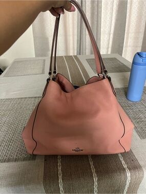 Coach Pebbled Leather Shoulder Bag in Dusty Pink